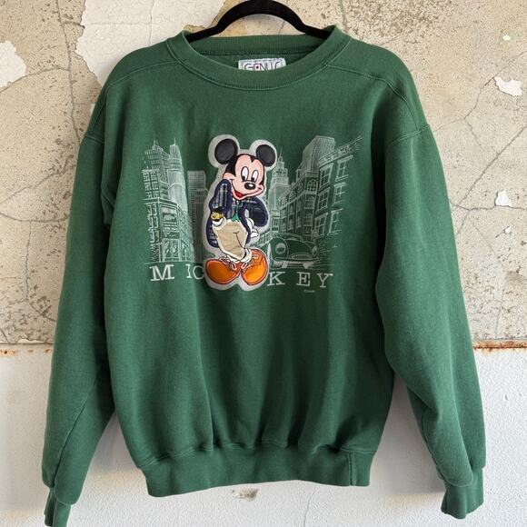 Vintage Disney Sweatshirt Mickey Mouse Green - Picture 1 of 4